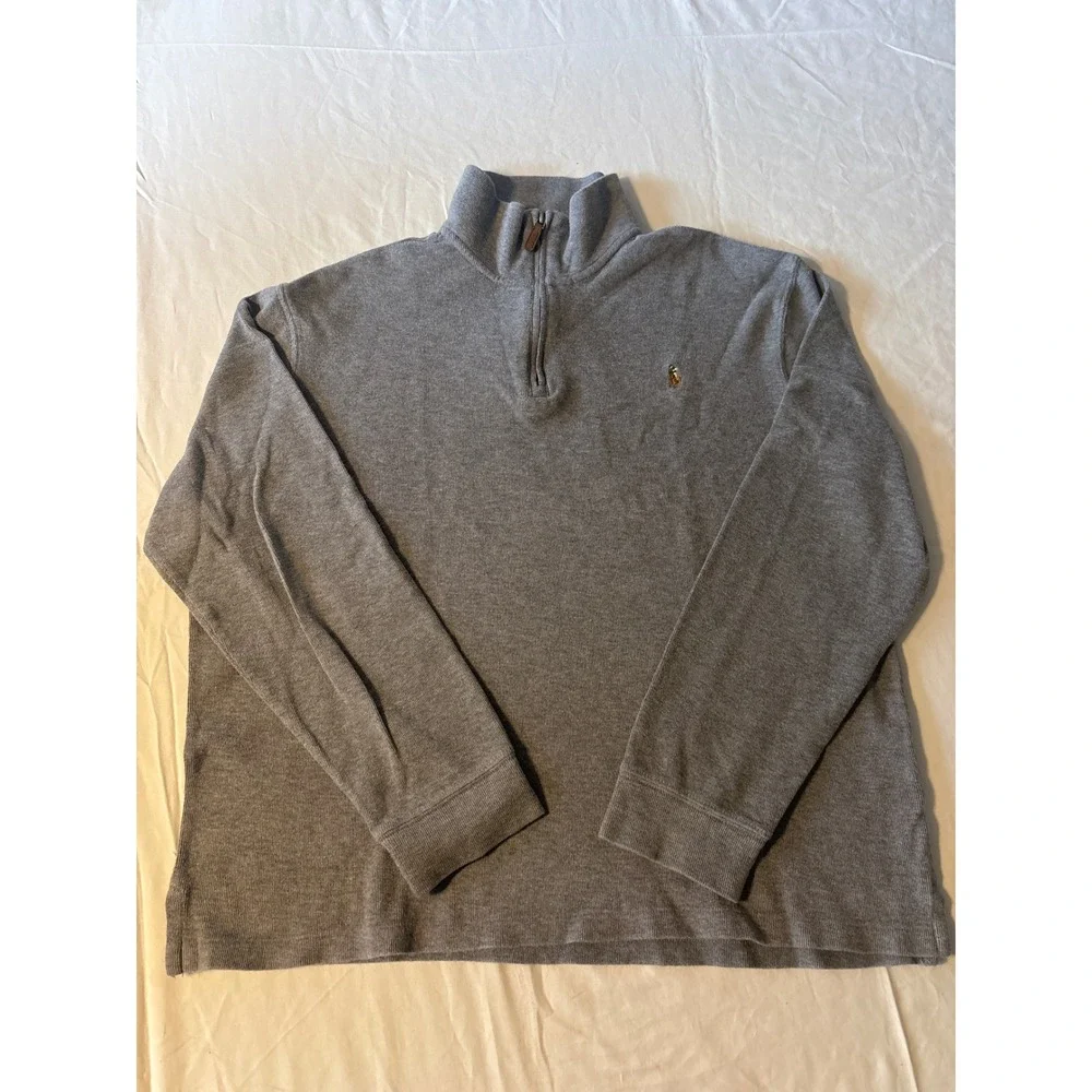 Polo Ralph Lauren Quarter Zip Pullover Mens‎ XL Gray Excellent Ribbed Mock Neck
